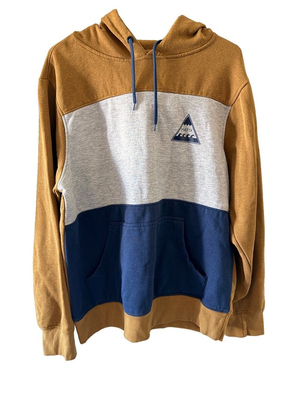 Matix Hoodie Sweatshirt Mens Large Brown Blue Colorblock Pullover Skate EUC